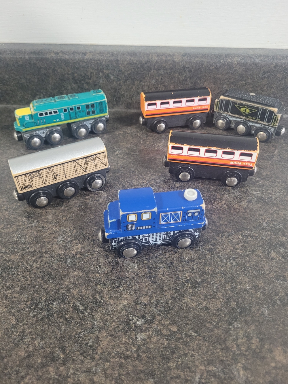 Lot Of 6 Imaginarium Magnetic Wooden Train Cars